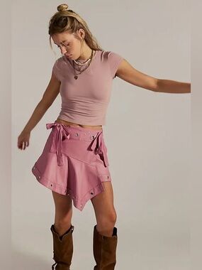 NWT FREE PEOPLE WE THE FREE CASSIS VEGAN LEATHER WRAP SKIRT 🔥